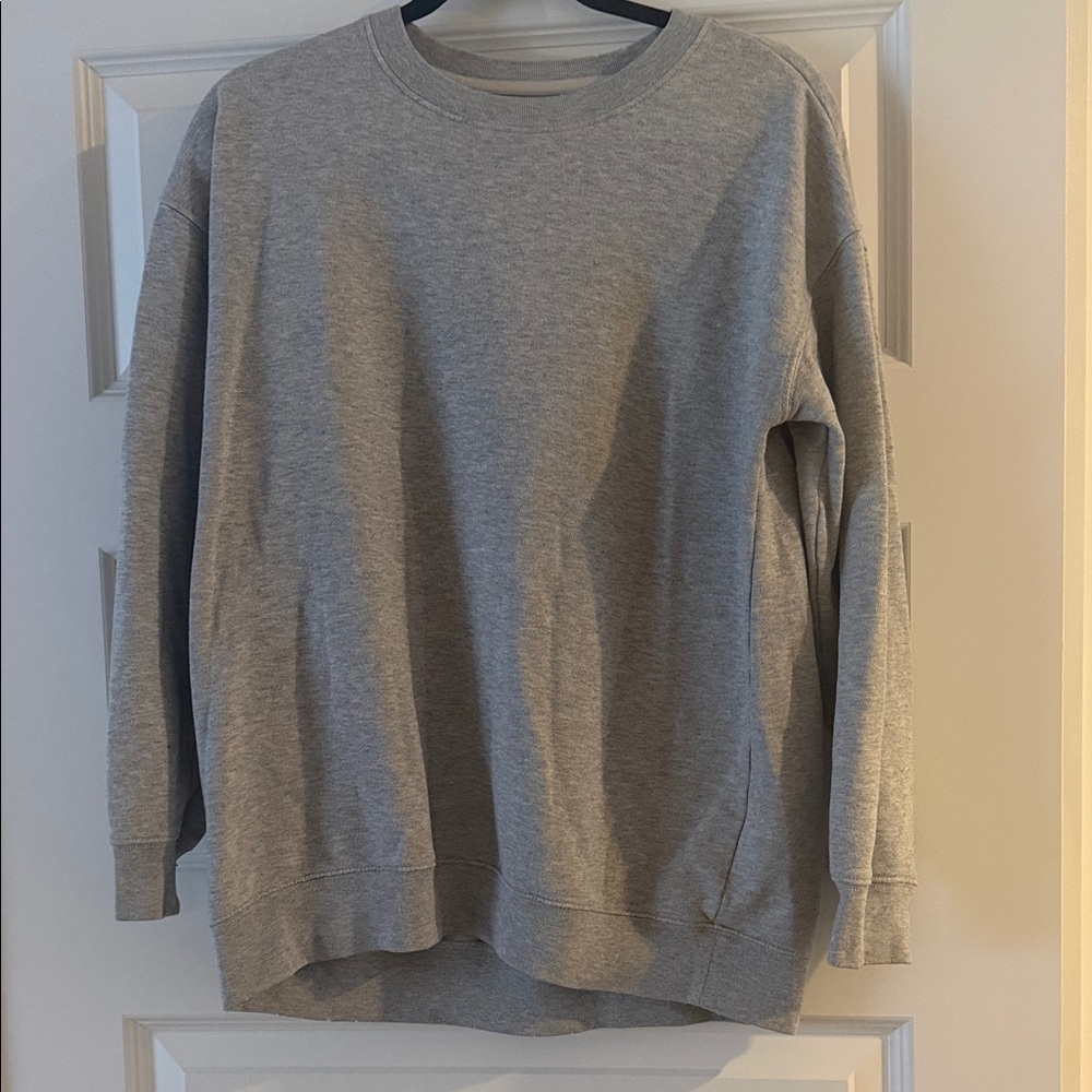 Aerie Heather Grey Oversized Crewneck Pullover medium